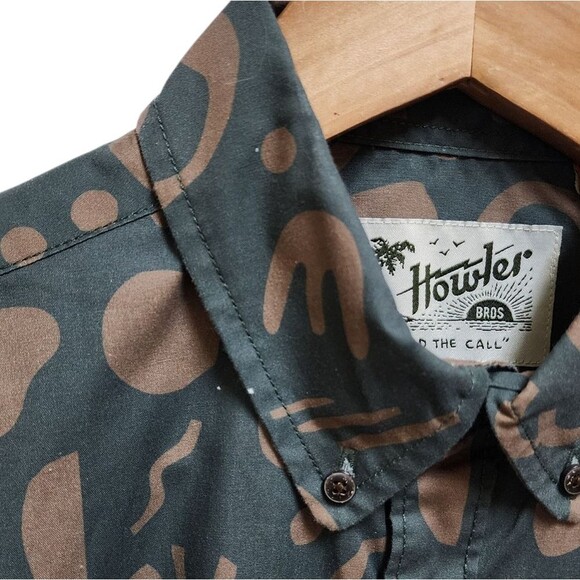 Howler Bros Mansfield Shirt Mens S Cotton Poly Distant Forms Dark Forest Print - Picture 5 of 16